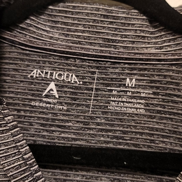 Antigua golf polo size Medium Excellent preworn condition women's black striped - Picture 2 of 5